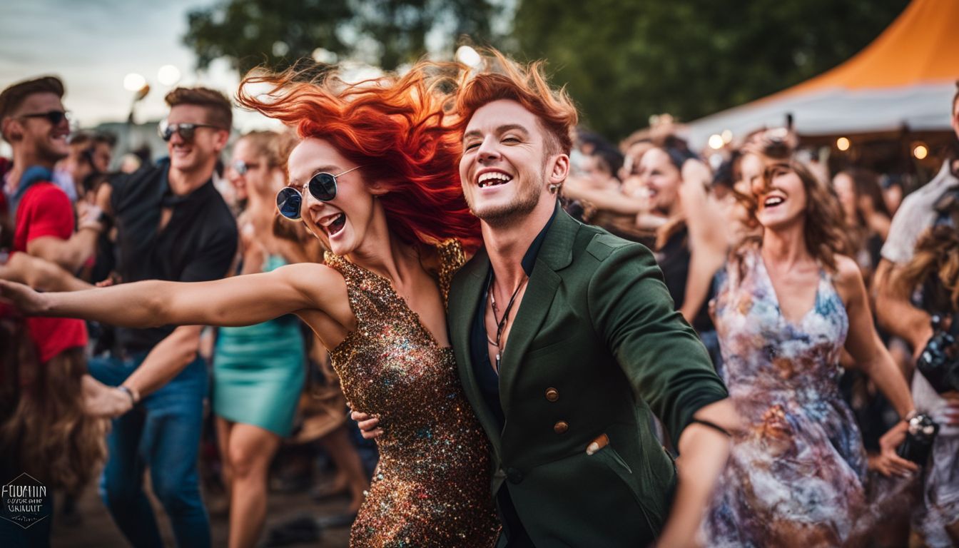 A lively crowd dancing to The Grooves Variety Band at a vibrant outdoor event. A lively crowd dancing to The Grooves Variety Band at a vibrant outdoor event.